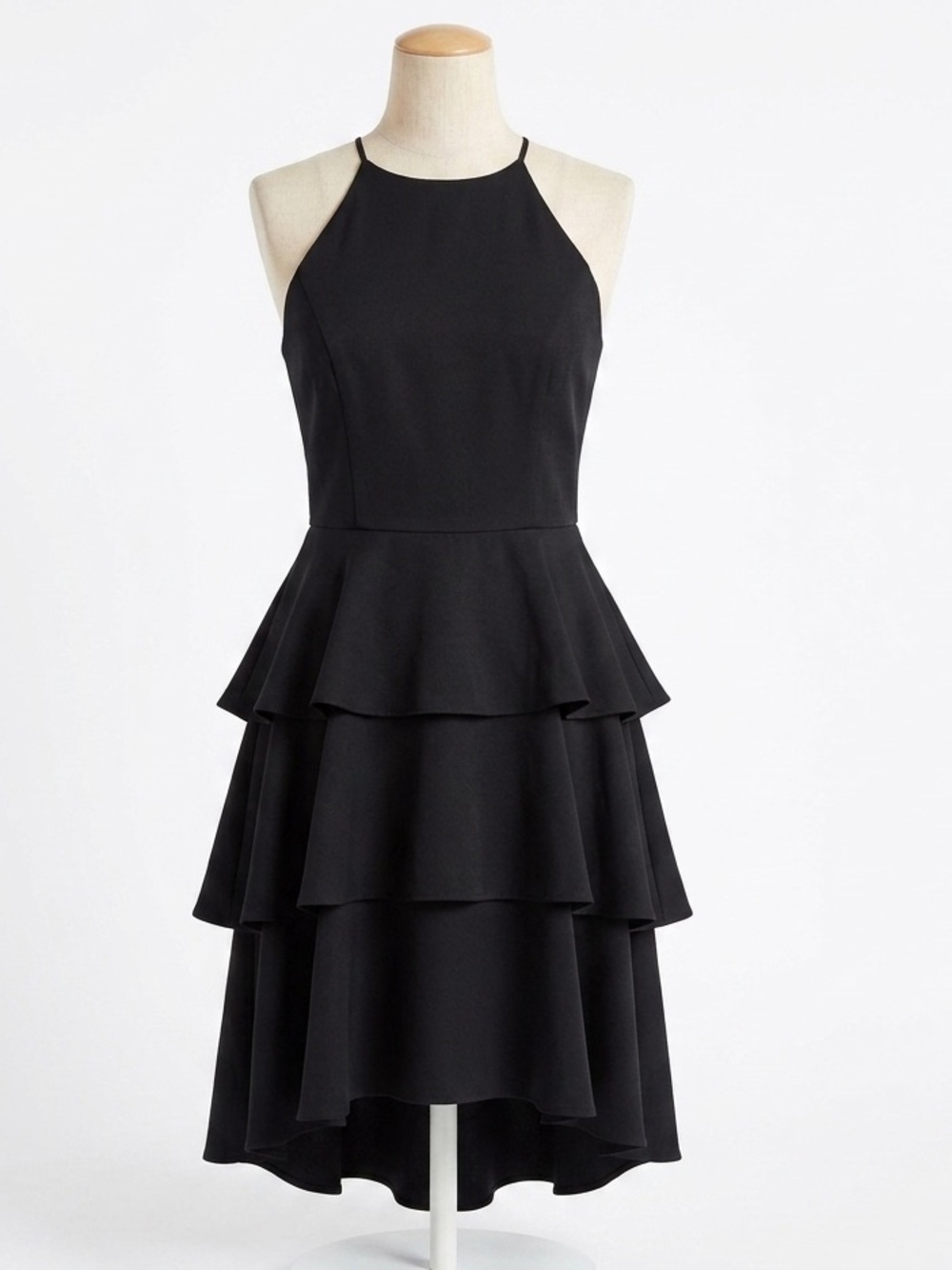 Aidan Mattox Black High-Low Ruffle Tier Dress women’s size 10
